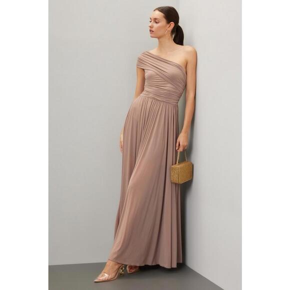 Ronny Kobo Brown Killian Gown Size XS with Fabric Pulls